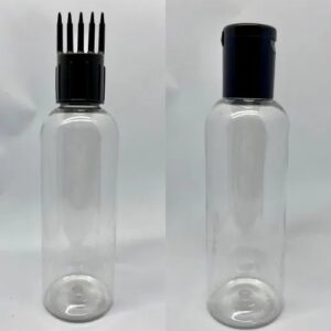 100ml PET clear AVON bottle with plug comb applicator for hair oils and serums